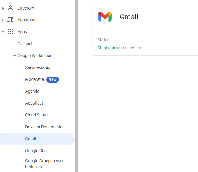 Apps > Google Workspace > Gmail