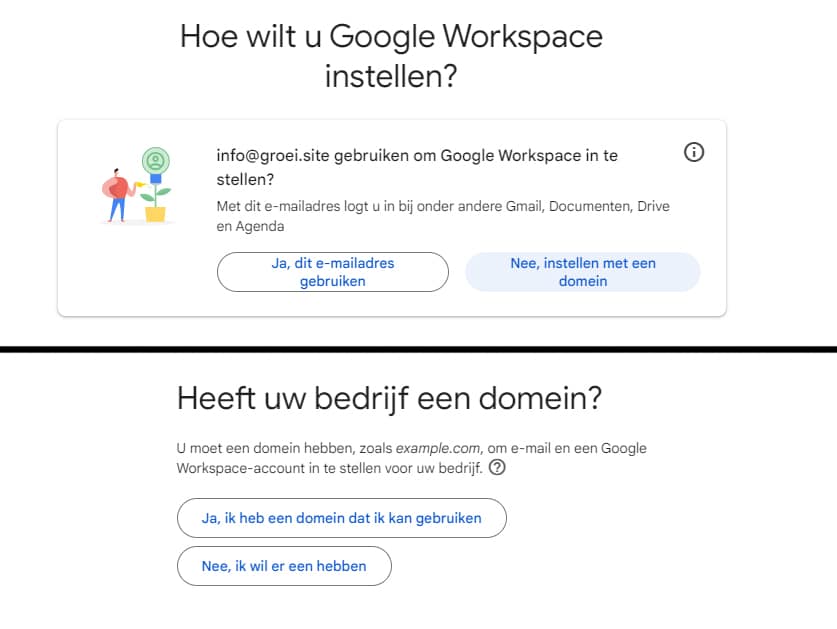 Google Workspace instellen met een eigen domein